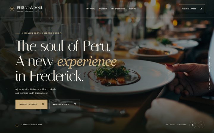 Home page of the Peruvian Soul demo site